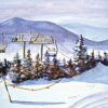 watercolor print by wendy webster good of timberline chairlift at sugarloaf mountain maine